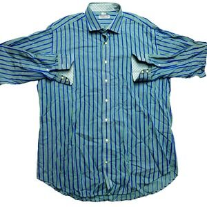 Jack Stone Shirt Mens 2XL Green Long Sleeve Contrasting Cuffs Button Up